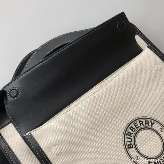 Official First Bag Ru Canvas Medium Graphic Bag Pocket Leather Logo BURBERRY and 0518